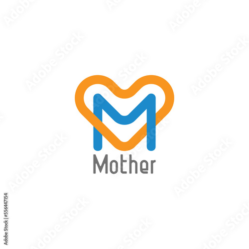 letter m mother love symbol colorful logo vector