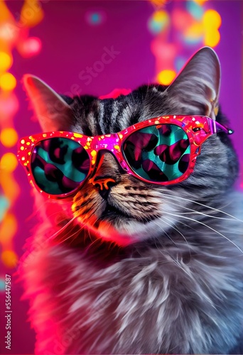party cat wears glasses fun new year's eve celebration