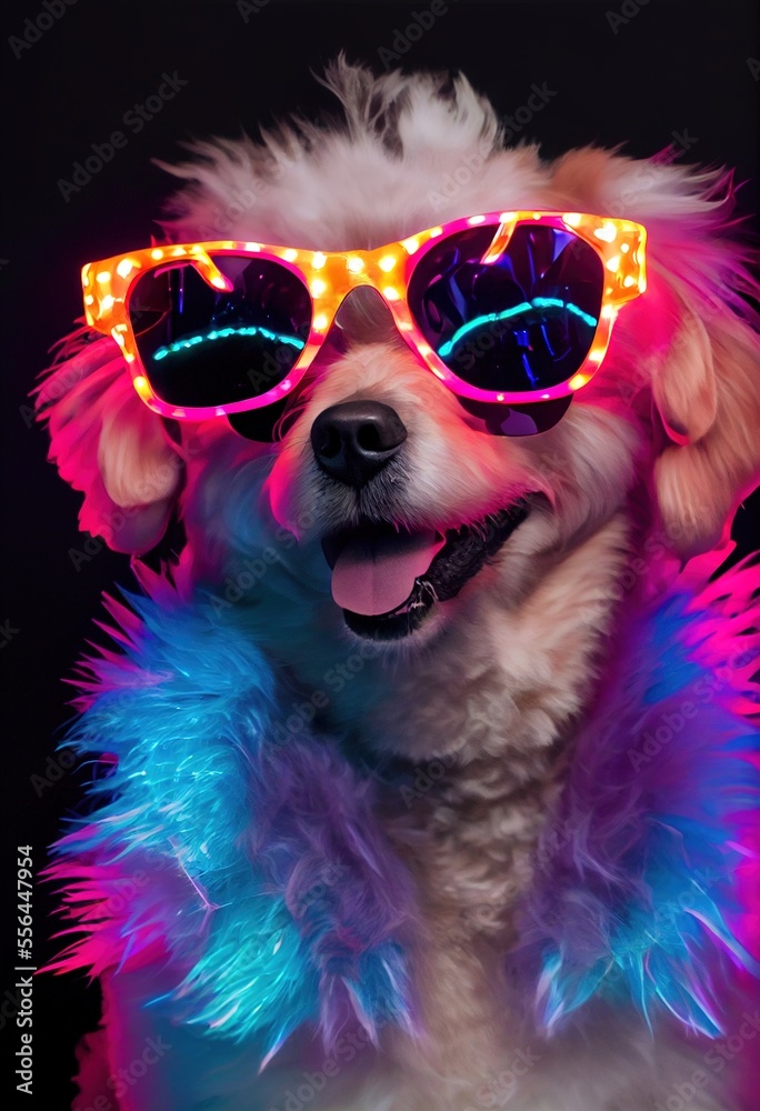 party dog was glasses new yaar's eve celebration