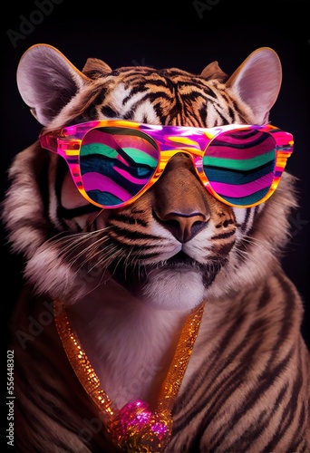 party tiger wears glasses fun new year s eve celebration