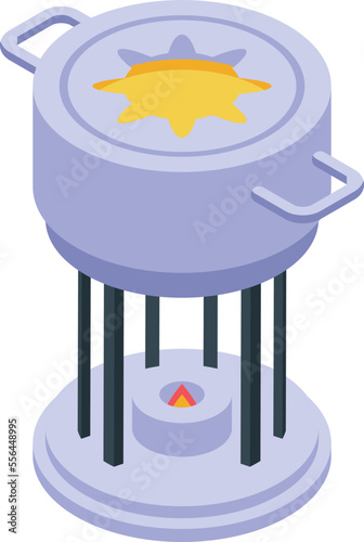 Dip cheese fondue icon isometric vector. Food cooking. Dish liquid