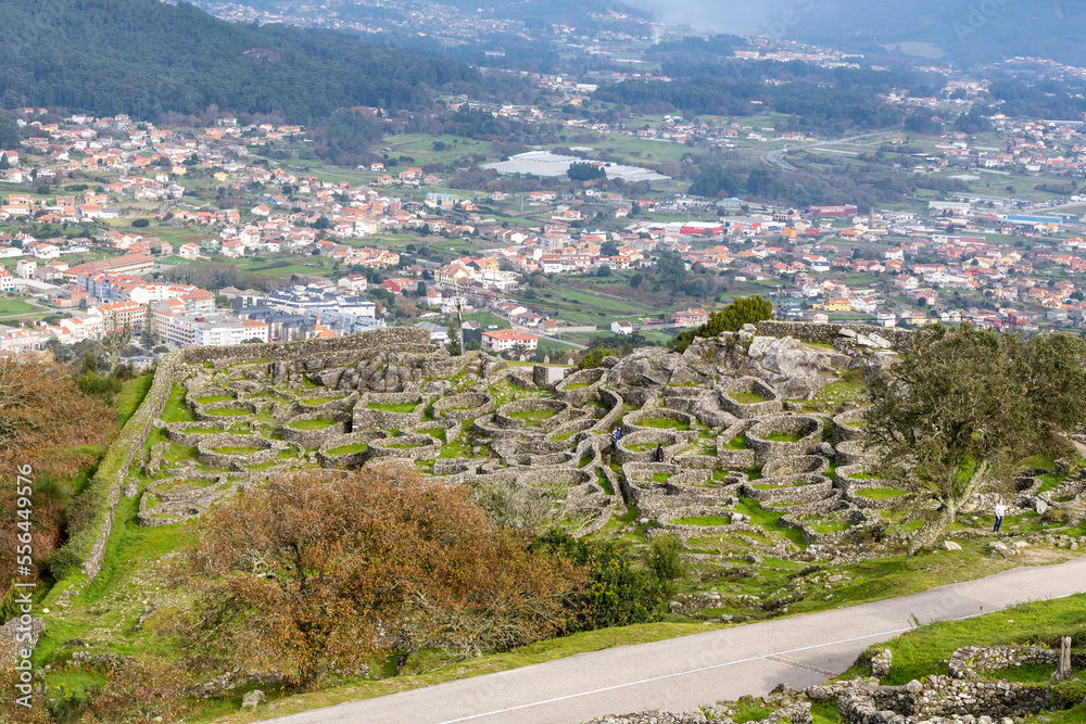 Fototapeta premium remains of a celtic fort on mount santa tegra where the river minho separates spain and portugal in A Guarda, Spain