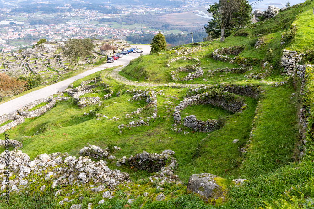 remains of a celtic fort on mount santa tegra where the river minho separates spain and portugal in A Guarda, Spain