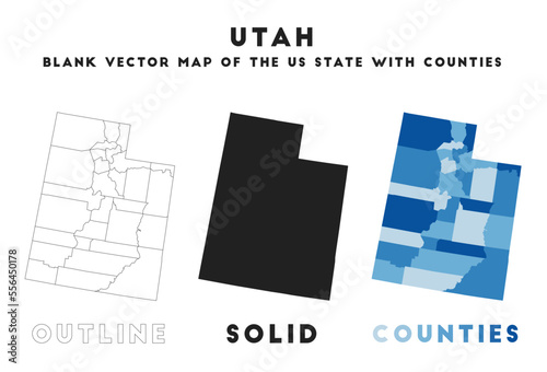 Utah map. Borders of Utah for your infographic. Vector US state shape. Vector illustration.