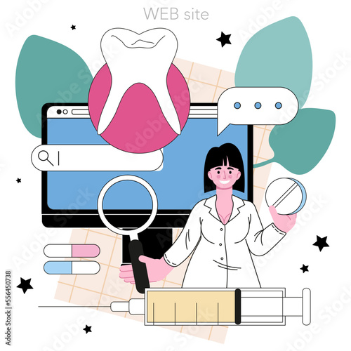 Dentist online service or platform. Dental doctor in