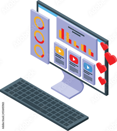 Online trend icon isometric vector. Career hunter. Work success