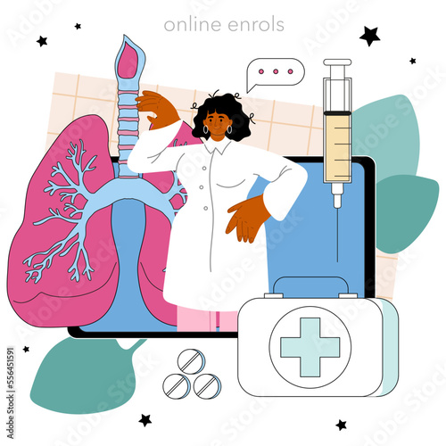 Pulmonologist online service or platform. Pulmonary system examination