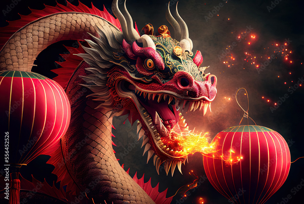 Chinese New Year Festival with dragon