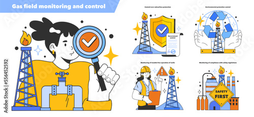 Monitoring and control in the development of gas fields set.