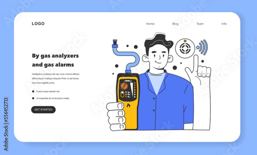 Natural gas leakage detection web banner or landing page. Pipeline defect