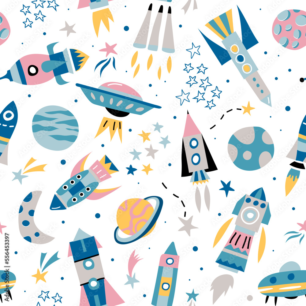 seamless pattern with space elements for boys