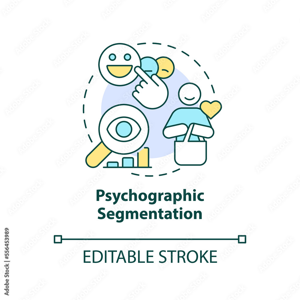 Psychographic segmentation concept icons set. Motivations. Market segmentation type abstract idea thin line illustration. Isolated outline drawing. Editable stroke. Arial, Myriad Pro-Bold fonts used