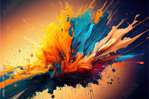 colorful background with paint splashes, generative ai 