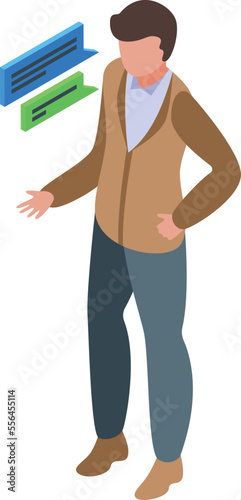 Lobbyist speech icon isometric vector. Meeting support. Action press