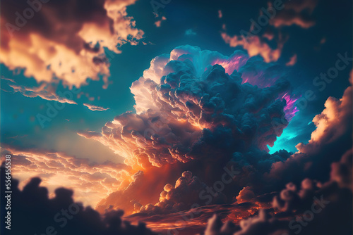 beautiful clouds in the colorful sky  geenrative ai