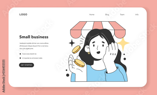 Small business web banner or landing page. Positive aspect about starting