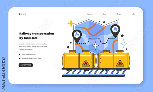 Railway transportation by tank cars, LNG transportation web banner
