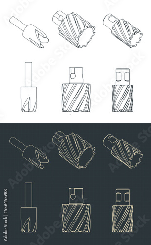 Annular cutters isometric blueprints photo