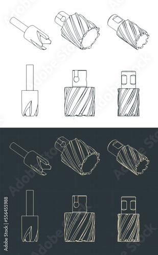 Annular cutters isometric blueprints