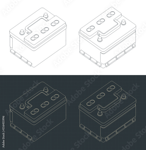 Car battery isometric blueprints