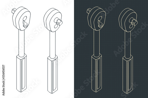 Ratchet key isometric blueprints