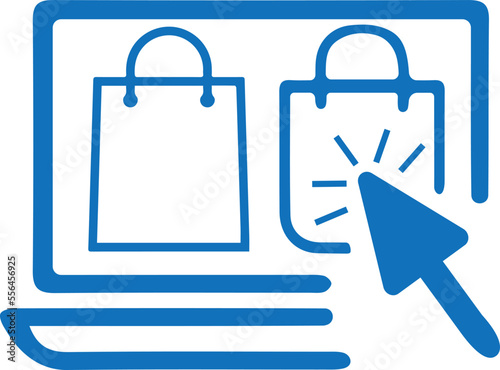 Click and collect order online icon, online order click icon blue vector