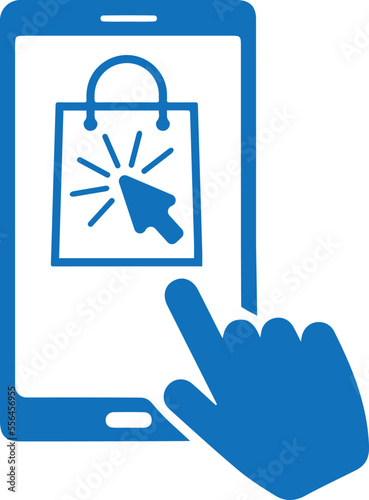 Click and collect order online icon, online order icon blue vector