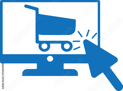 Click and collect order online icon, online business icon blue vector