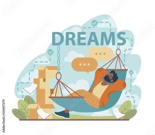 Daydreaming concept. Young characters dreaming or daydreaming