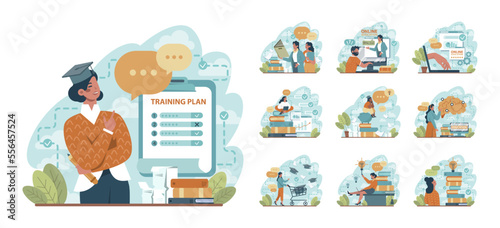 Education concept set. Multidisciplinary and lifelong studying, knowledge