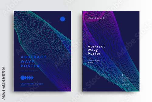 Dynamic sound wave flowing dark. Wavy lines vector science abstract background.