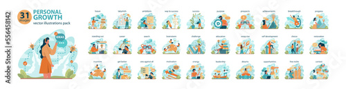 Personal growth big set. Business success or personal development.