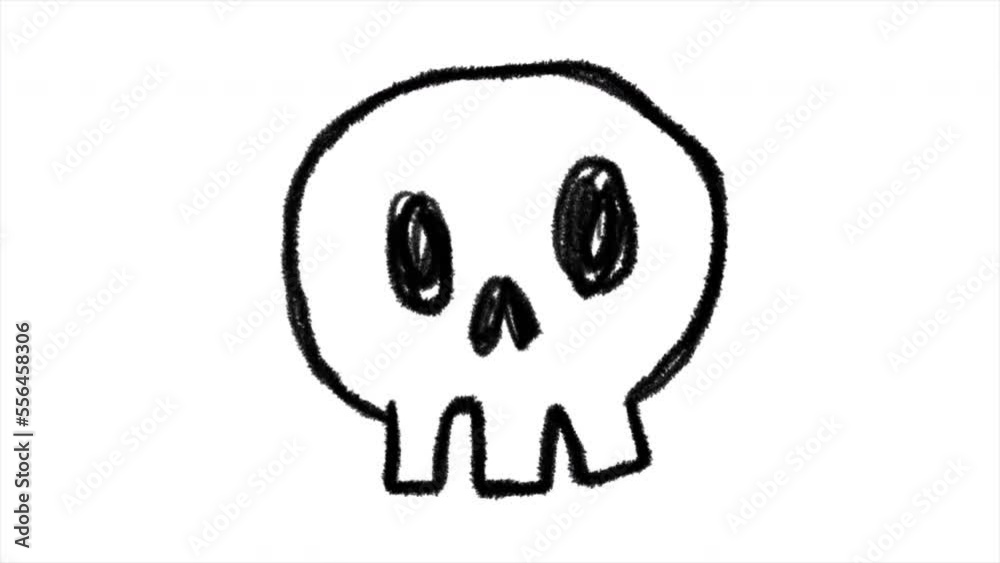 Animation of hand drawn halloween skull.