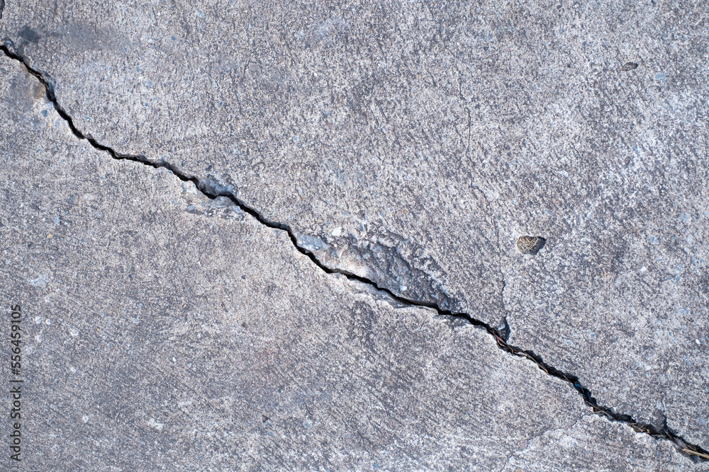 Cracked concrete wall broken wall at the outside cement corner that ...