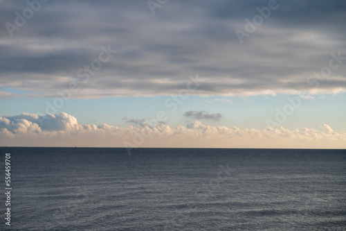 Evening sunover ocean meeting sky horizon line uk south coast England