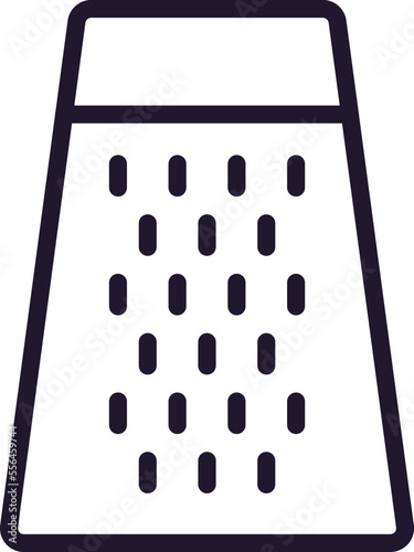 Kitchen and cooking concept. Vector sign drawn with black thin line. Editable stroke. Line icon of grater