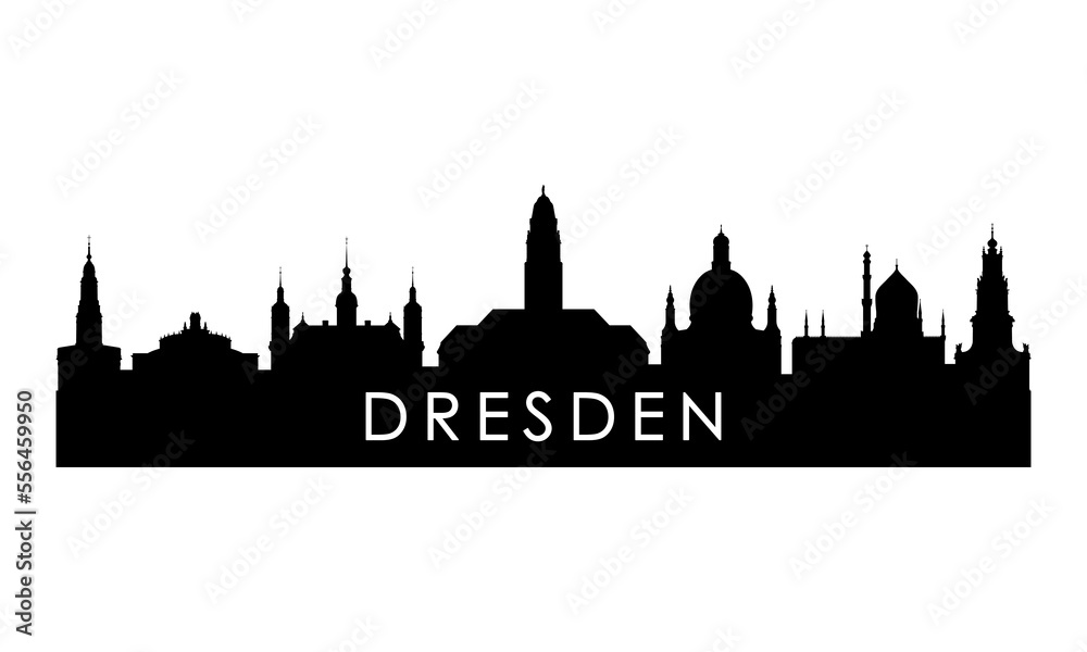 Dresden skyline silhouette. Black Dresden city design isolated on white background.