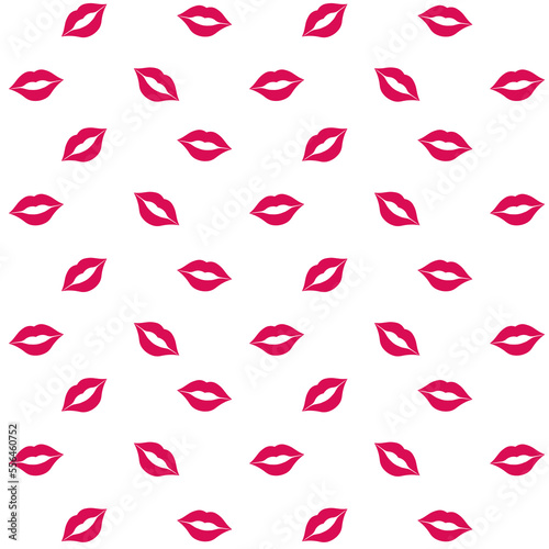 Lipstick kisses collection design isolated on white background. Woman's lip seamless pattern. Girl mouths close up with red lipstick makeup. Background for textile, wallpaper, covers, surface, print, 
