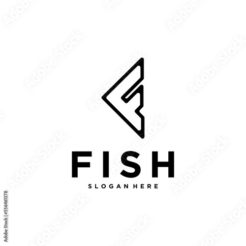 f logo design fish shape initial business name