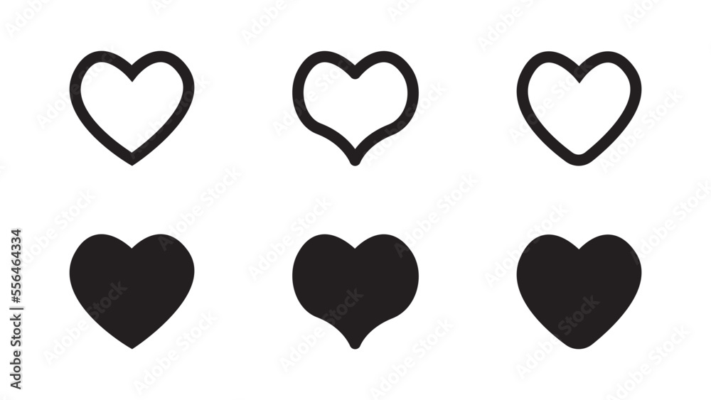 Heart icons. Love symbol, Valentine's day. vector illustration. Heart icons. Love symbol, Valentine's day. vector illustration.