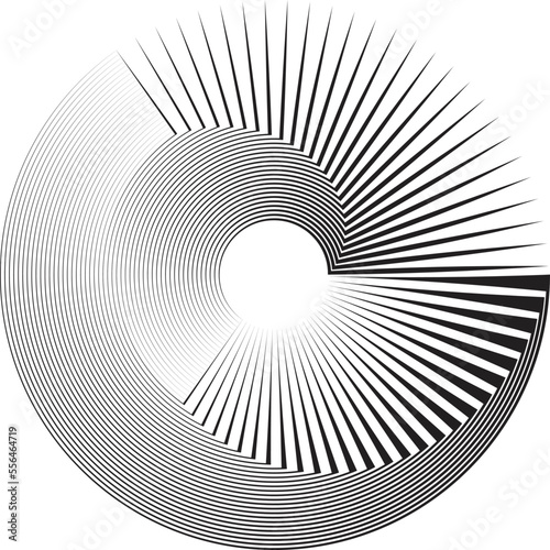 Lines in Circle Form . Spiral Vector Illustration .Technology round Logo . Design element . Abstract Geometric shape .
