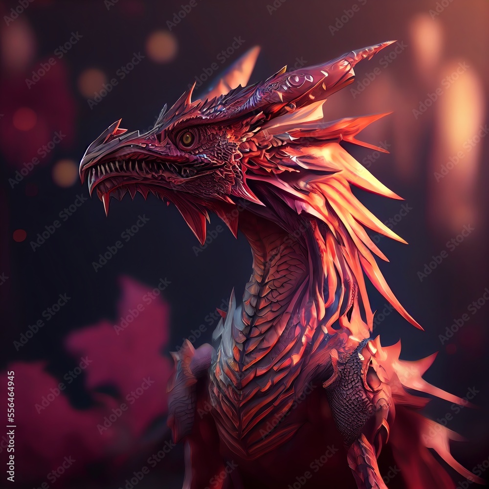 Fantasy Dragon head lizard concept art. Generative AI Fantasy Dragon head lizard concept art. Generative AI
