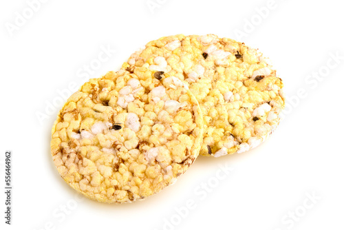 Corn biscuits, isolated on white background.