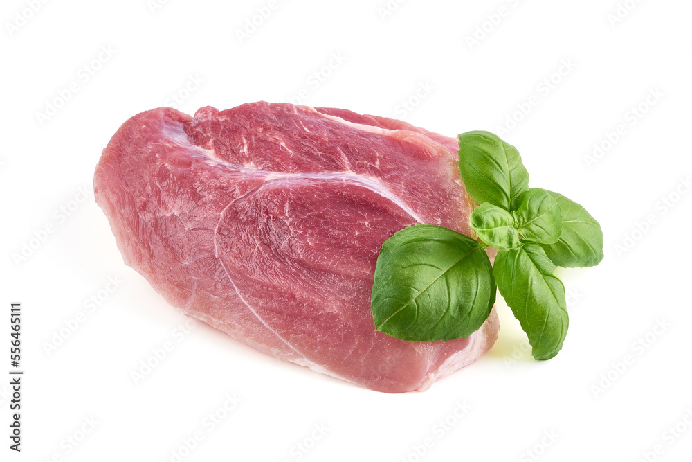 Pork ham meat, isolated on white background. Pork ham meat, isolated on white background.