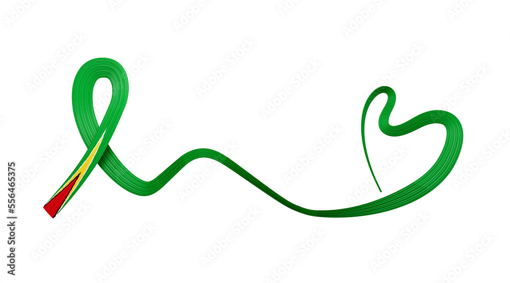 Guyana flag, making heart shape 3d illustration Guyana flag, making heart shape 3d illustration