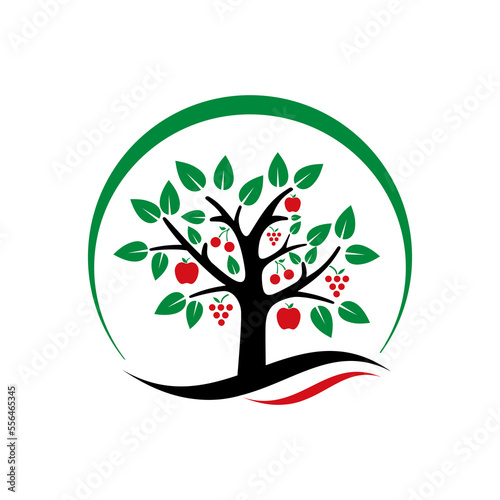 tree, fruits logo vector design