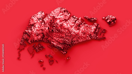 Photography Singapore0 map with the flag Colors Blue and White Shaded relief map 3d illustra