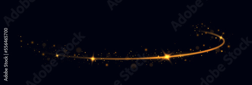 Glittering bright trail on transparent background. Confetti glittering wave. Christmas light effect. 