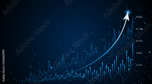 Business growth graph or profitable investment concept. The arrow increases the company's future growth.
