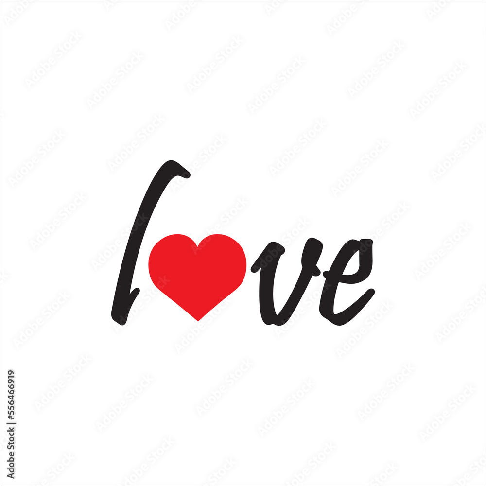 lettering love icon, vector, illustration on white background